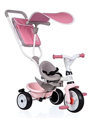 Smoby, 741401, Baby Balade Plus 3 in 1 Bisiklet, Ergonomik Tasarım, Emniyet Kemerli, Sağlam Metal Yapı, Ayarlanabilir Direksiyon Boyu, Bagajlı Sele, EVA Lastikli