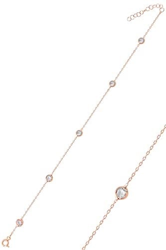 Söğütlü Silver Gümüş rose sıra taşlı halhal