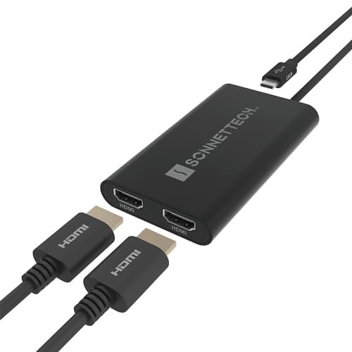SoNNeT USB-C - Dual HDMI 2.1 adaptör – 60 Hz, HDR, HDCP, tak ve çalıştır özellikli iki 4K ekranı destekler, Thunderbolt 4/3, MacOS ve Windows ile uyumlu, profesyonel uygulamalar için ideal