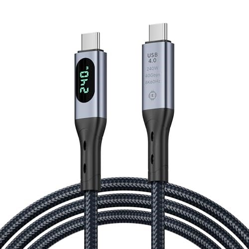 SOOPII LED Ekranlı USB4 Kablosu, 8K Video, Max 40Gbps Veri Aktarımı, 240W USB C - USB C Şarj Kablosu, lPhone 16, MacBook, Thunderbolt 3, Monitör, Yerleştirme İstasyonları (3.3 ft) ile uyumlu