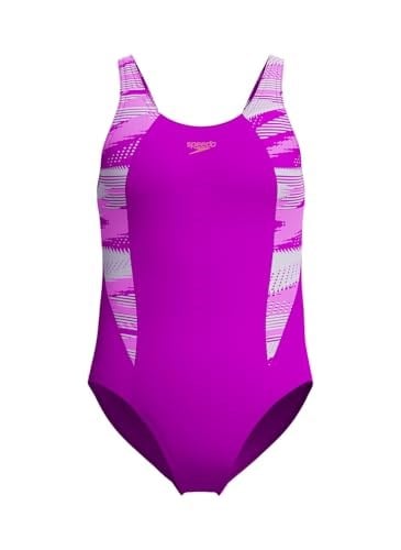 SPEEDO Hyperboom Splice Muscleback Kız Çocuk Yüzücü Mayosu, 13-14 Yaş, 8-00372918627, Pembe, Kız çocuk