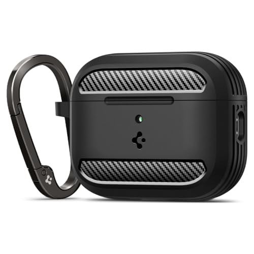 Spigen AirPods Pro 3 ile Uyumlu Kılıf Rugged Armor Üst Düzey Koruma Siyah Karbon Kapak - ACS09822 (Spigen TR Garantili) - Seçenekler: AirPods Pro 3rd Generation, AirPods 4th Generation