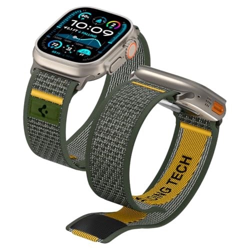 Spigen Apple Watch 49/46/45mm Ultra 3/2/1 / Seri 11/10/9/8/7 ile Uyumlu Kordon Band Athlex Air Nefes Alabilen Kumaş Yeşil Kayış - AMP09035 (Spigen TR Garantili)