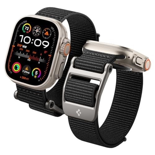 Spigen Apple Watch 49/46/45mm Ultra 3/2/1 / Seri 11/10/9/8/7 ile Uyumlu Kordon Band DuraPro Flex Nefes Alabilen Kumaş Siyah Kayış - AMP02465 (Spigen TR Garantili)