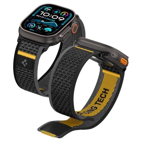 Spigen Apple Watch 49/46/45mm Ultra 3/2/1 / Seri 11/10/9/8/7 ile Uyumlu Kordon Band Athlex Air Nefes Alabilen Kumaş Siyah Kayış - AMP09033 (Spigen TR Garantili) | Apple Watch Ultra 3/2/1 49 mm, Seri 1