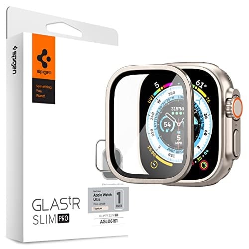 Spigen Apple Watch 49mm Ultra 2/1 ile Uyumlu Cam Ekran Koruyucu GLAS.tR Slim HD Pro Titanyum - AGL06161 (Spigen TR Garantili)