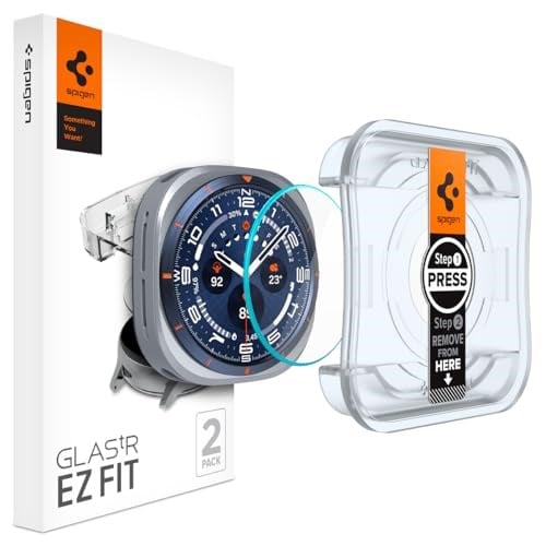 Spigen Galaxy Watch Ultra (47mm) ile Uyumlu Kolay Kurulum Cam Ekran Koruyucu GLAS.tR EZ Fit HD (2 Adet) Şeffaf - AGL08349 (Spigen TR Garantili)