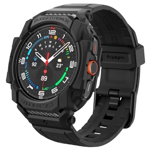 Spigen Galaxy Watch Ultra (47mm) ile Uyumlu Kılıf & Kordon Rugged Armor Pro Üst Düzey Koruma Siyah Kayış - ACS08427 (Spigen TR Garantili)