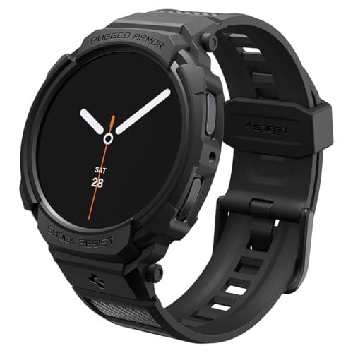 Spigen Galaxy Watch8 (40mm) ile Uyumlu Kılıf & Kordon Rugged Armor Pro Üst Düzey Koruma Siyah Kayış - ACS10005 (Spigen TR Garantili)