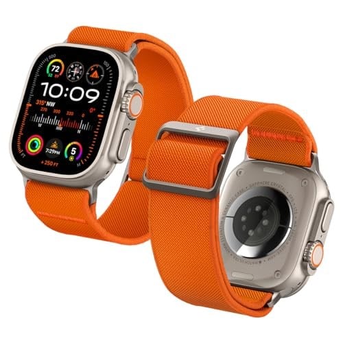 Spigen Lite Fit Ultra Bileklik Apple Watch Ultra 2/1 49 mm, Seri 10 46 mm ve 9/8/7/6/5/4/SE 45 mm Serisi için geliştirilmiştir, 44 mm Ayarlanabilir Naylon Solo Kayış