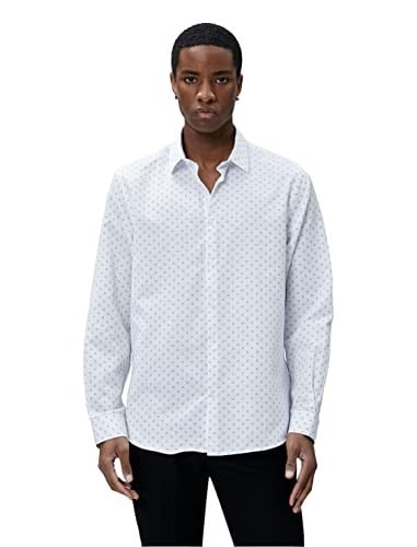 Spor Gömlek Geometrik Detaylı Klasik Yaka Slim Fit Non Iron
