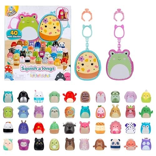Squish-a-longs Çoklu paket - 2 Clip-a-Longs ve 40 Mini Squish içerir