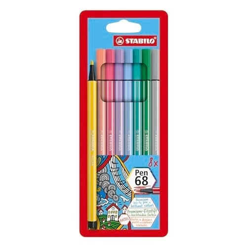 STABILO Pen 68 - Keçe Uçlu Boya Kalemi - 8'li Paket - Pastel Renkler