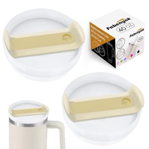 Stanley Cup için 40 oz Bardak Kapağı Yedek Kesim, Stanley Seyahat Tumbler için 2 Paket Şeffaf Yedek Kapak, Stanley Bardak Aksesuarları için Dökülmeye Dayanıklı Bardak Kılıfları (Opak - Krem)