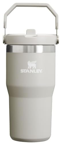 Stanley IceFlow Paslanmaz Çelik Pipetli Bardak - Ev, Ofis veya Araba için Vakum Yalıtımlı Su Şişesi Yeniden Kullanılabilir Bardak Sızdırmaz Kapaklı Soğuk 12 Saat Buzlu 2 Gün, 20 oz, Kül