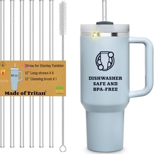 Stanley Kupası 40 oz için Pipetler, Stanley 40 oz Bardak için Yedek Pipet, Yeniden Kullanılabilir Pipet Aksesuarları, Bulaşık Makinesinde Yıkanabilir, Temizleme Fırçasıyla Temizle ve BPA İçermez, 6'lı