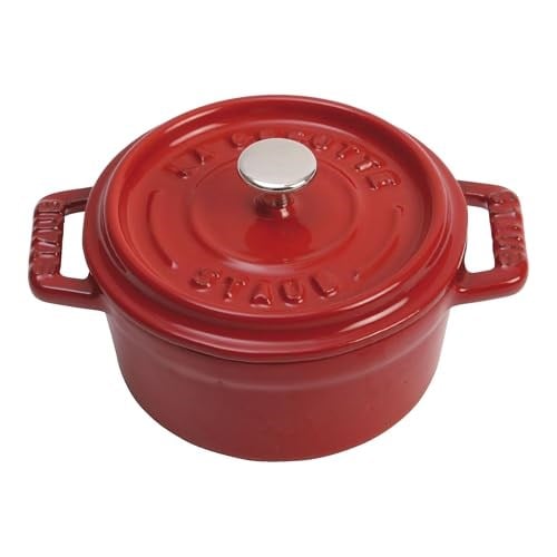 Staub Mini Cocotte, İndüksiyonlu, Dökme Demir, Kiraz Kırmızısı, 10 cm, 13 x 10 x 7 cm, 1 adet