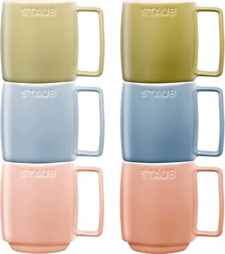 STAUB Seramik Kupa Seti, 350 ml, Makaron Renkli, 6 Parça, Mikrodalga ve Bulaşık Makinesi Uyumlu