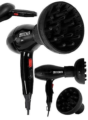 Steiner Alman 3800 Watt Professional Saç Kurutma Makinesi AC Motor Fön Makinesi + Difüzör Başlık + 2 Adet Düz Başlık