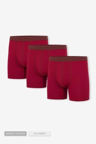 Steve Wolls Erkek Bordo 3’Lü Uzun Paça Bambu Boxer - 25201