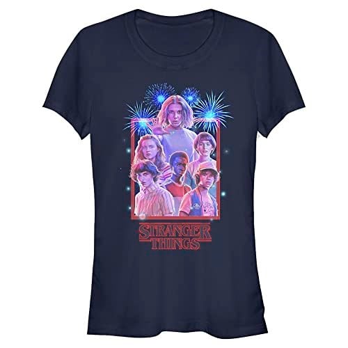 Stranger Things Ekip Fotoğrafı Bisiklet Yaka Tişört Kadın