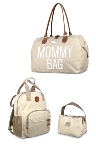 Stylo Bebek Bakım Kadın Omuz Çantası + Popi Anne Kadın Sırt Çantası Termos Çanta Hediye (POPİMOMMYBEJ)