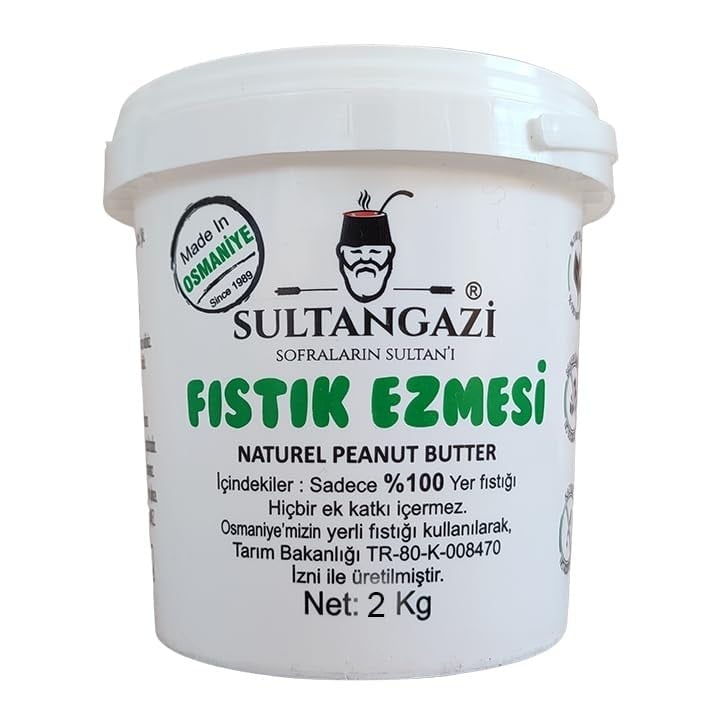 SULTANGAZİ Şekersiz Katkısız Fıstık Ezmesi%100 Yer Fıstığı 2kg