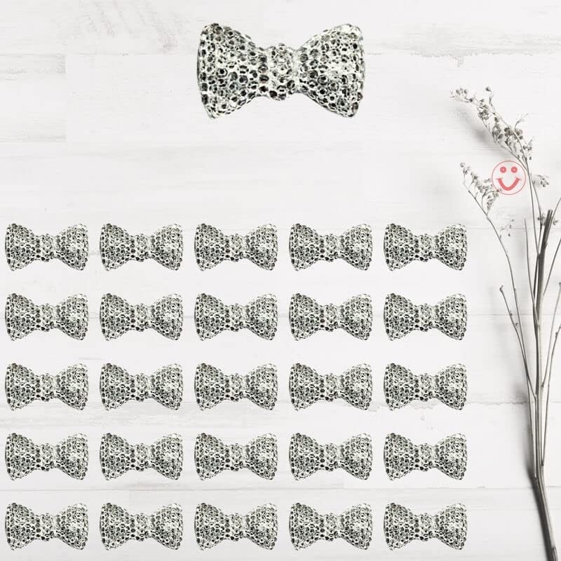 SüSLe Bebek ve Parti Polyester Papyon Fiyonk, 2,0 x 1,0 cm - 25 Adet - GÜMÜŞ