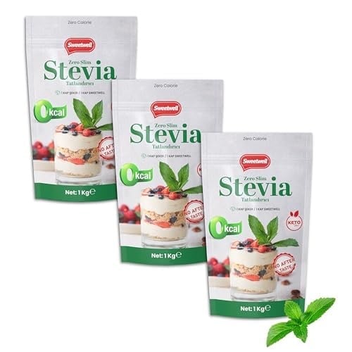 Sweetwell Zero Slim Stevia & Eritritol Tatlandırıcı 1 Kg x 3 Adet Şekersiz, 0 Kalori, Keto ve Vegan Uyumlu