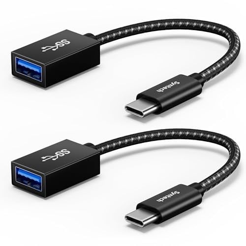 Syntech USB-C - USB adaptörü, 2'li paket USB-C - USB 3.0, 10Gbps Type-C, Thunderbolt 3 - USB OTG kablosu, iPhone 17/16/15 Pro Max, iPad mini 6, MacBook Pro/Air/Neo ile uyumlu, siyah