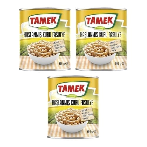 Tamek Haşlanmış Kuru Fasulye, 800 Gr, 3'lü Paket