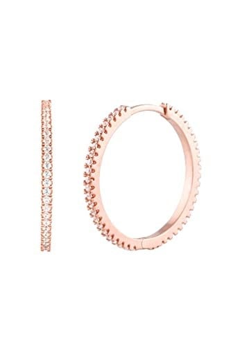 Taşlı Rose Gold Halka Gümüş Kadın Küpe Rose Gold Tek Ebat afrdtNM800
