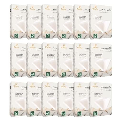Tchibo Kahve Filtresi Boyut 101 Büyük Paket 1440 Adet - Birinci Sınıf Kaliteli Kağıt Filtre Torbası 18x80, Sürdürülebilir, Aromatik, Kompostlanabilir & Çevre Dostu, Beyaz