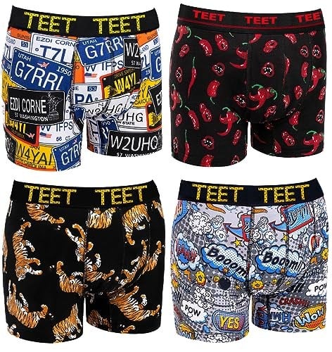 TEET Juan Raul Erkek Boxer Pamuklu Desenli 4'lü Premium Set
