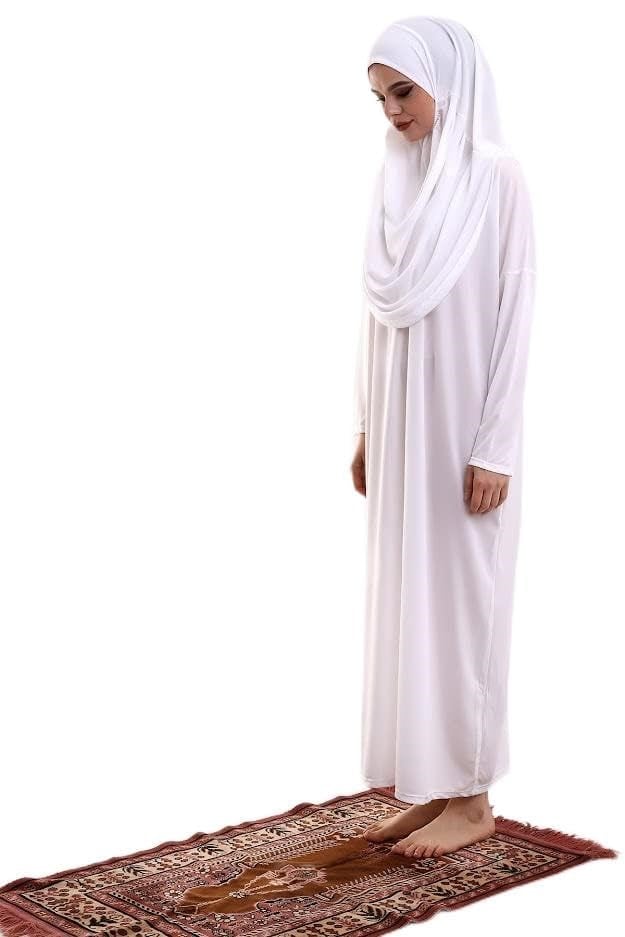 Tek Parça Namaz Elbisesi - Beyaz - 5015