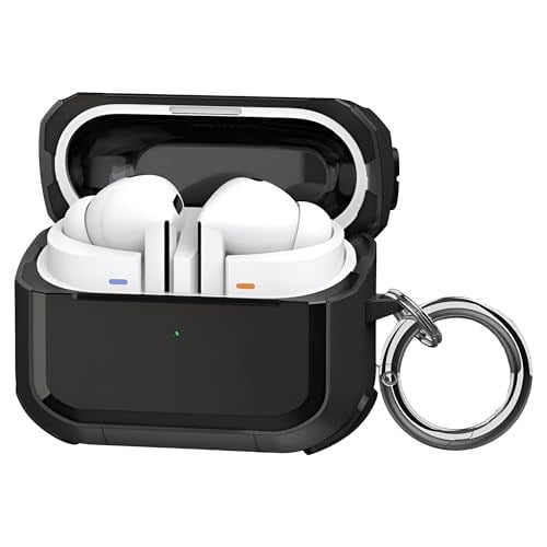 Teknoft Samsung Galaxy Buds 3 Pro, Buds 3 ve Buds 3 FE ile Uyumlu Darbelere Karşı Ultra Güçlü Çift Renkli Sert Kenarlı Mat Silikon Kılıf (Siyah, Galaxy Buds 3 Pro/3/3 FE)
