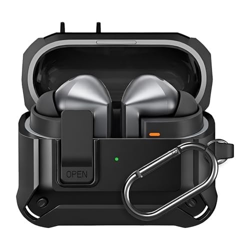 Teknoft Samsung Galaxy Buds 3 Pro, Buds 3 ve Buds 3 FE ile Uyumlu Mandallı Kapak Kilit Sistemli Mat Dokulu Darbelere Dayanıklı Premium Silikon Kılıf