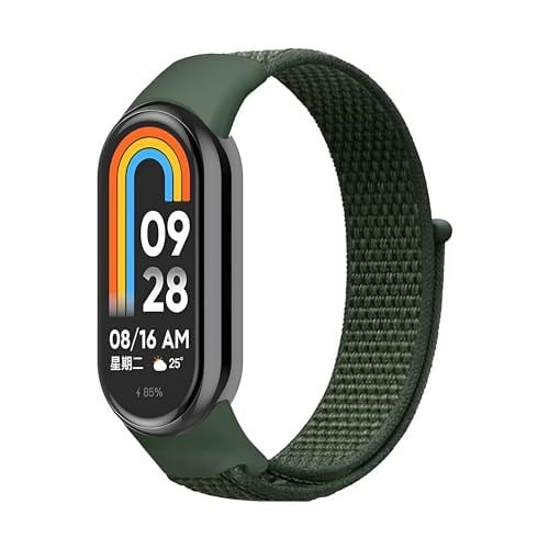 Teknoft Xiaomi Mi Band 10/9/8 İle Uyumlu Hafif ve Bileği Rahatsız Etmeyen Bilek Ölçüsüne Göre Ayarlanabilen Cırt Cırtlı Tasarım Kaliteli Hasır Örme Kumaş Kor - Seçenekler: Haki, Kırmızı, Mavi, Turuncu