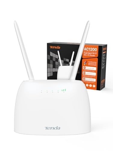 Tenda 4G07 4G Router 4g Box, 4G+ LTE Çift Bant WiFi Modem (5GHz: 867 Mbps +2.4GHz: 300 Mbps) Herhangi bir Operatör için SIM Kartlı 4GMobil Yönlendirici, 64 Cihaza Kadar Bağlantı