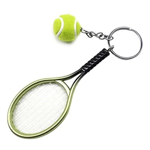 Tenis Raketi Anahtarlık Mini Yenilik Anahtarlık Metal Anahtarlık Tenis Topu Kolye Ucu Spor için Hediye Anahtarlık, Yeşil., M