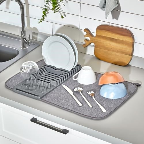 Tezgah Üstü Bulaşıklık Bulaşık Kurutma Matı Süzgeci Katlanır Plastik Sepeti Kurulama Bezi Örtüsü Kurutmalık Katlanabilir Tabaklık Süzgeçleri