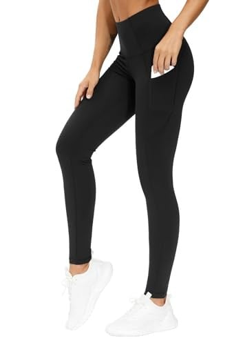 THE GYM PEOPLE Kalın Yüksek Bel Yoga Pantolonları Cepler, Kadınlar için Karın Kontrolü Egzersiz Koşu Yoga Tayt