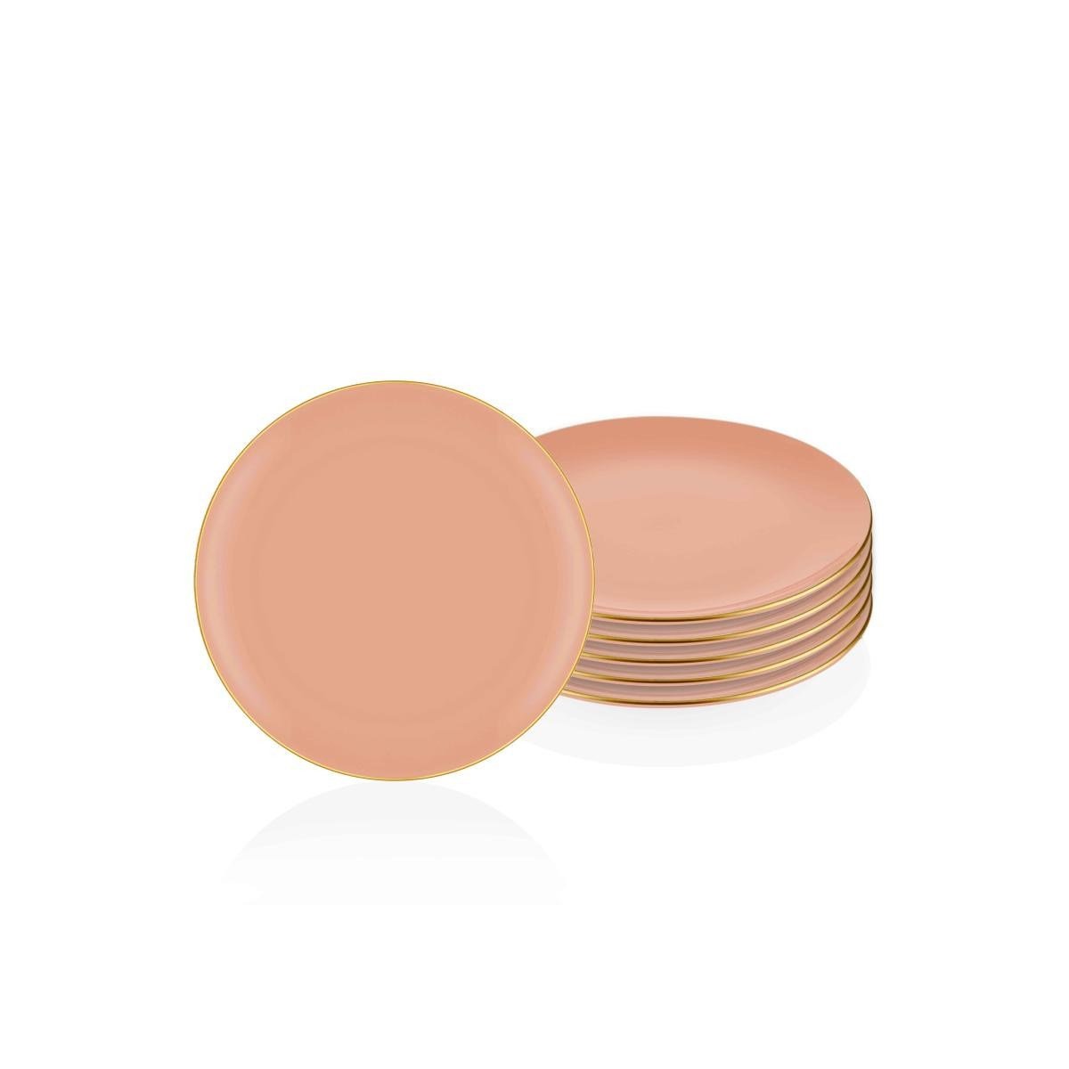 The Mia Basic Servis Tabağı 6 Lı Set Somon Pembe - 26cm