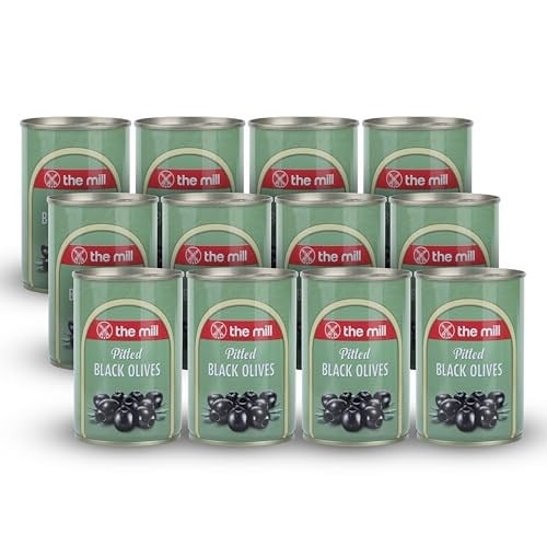 The Mill Çekirdeksiz Siyah Zeytin Teneke (12'li Paket) - Süzme Ağırlık: 100 g - 361-400 adet/kg - Çekirdeksiz - Salamura - Kuzey Ege Bölgesi Zeytinleri - Vitamin ve Antioksidanca Zengin