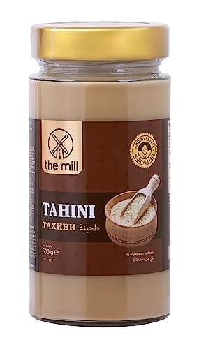 The Mill Tahin 500 g Cam Kavanoz - Helal - Veganlara Uygun - İnce Öğütülmüş Susam - Doğal Olarak İşlenmiş - Atıştırmalık ve Kahvaltı İçin İdeal - Pekmezle Karıştırılabilir - Demir ve Vitamin Kaynağı