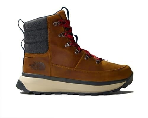 The North Face Bergen Deri Su Geçirmez Kar Botu, Erkek, Timber Tan/TNF Red