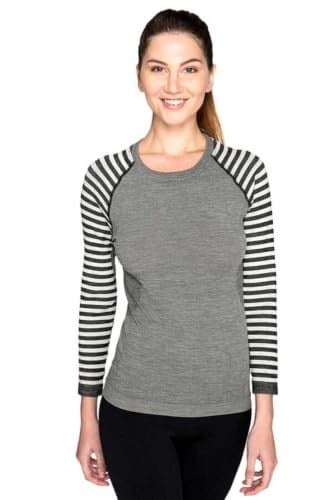 Thermoform Ultimate Merino Kadın Seamless Çizgili Termal Üst İçlik Sweatshirt Antrasit S