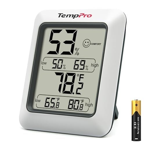 ThermoPro TP50 dijital termo-higrometre, iç mekan termometresi, higrometre, sıcaklık ve nem ölçer, oda iklimi kontrolü, oda havası kontrolü, klima monitörü için