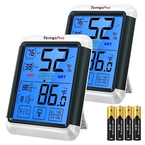 ThermoPro TP55 Dijital İç Mekan Higrometre Termometresi, Dokunmatik Ekranlı ve Arkadan Aydınlatmalı, İç Mekan Termometresi/Nem Ölçer, Ev Serası için İç Mekan Termometresi/Nem Ölçer