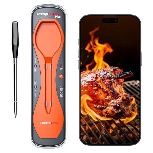 ThermoPro TP970 TempSpike Plus Tam Kablosuz Akıllı Et Termometresi, 182m Ultra Menzilli Bluetooth Barbekü ve Fırın Isı Ölçer